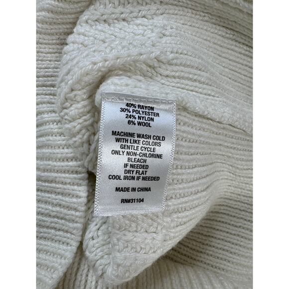 Biltmore Cable Knit Wool Blend Ivory Long Sleeve Sweater Women's Medium Classic - Picture 4 of 7